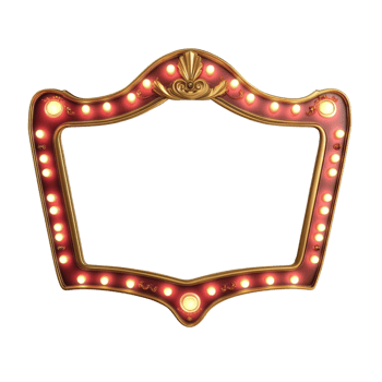 Elegant Gold Frame with Illuminated Red Bulbs png