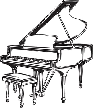Piano outline black illustration vector