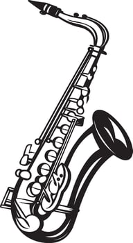 Saxophone outline black illustration vector