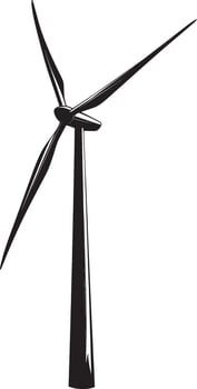 Minimalist black wind turbine icon art vector