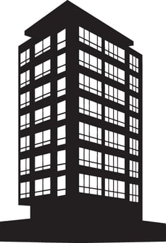 A monochrome illustration of an unfinished building vector