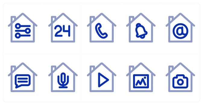 A set of 10 home icons as home equalizer, 24x7 home, home call vector