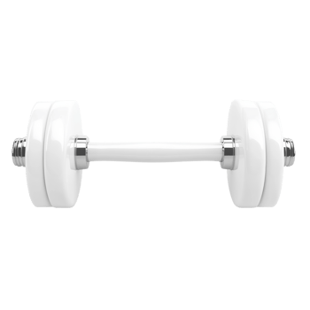 A white dumbbell isolated on a black background png
