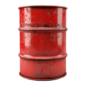 A weathered red metal barrel stands alone png