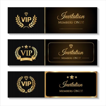 VIP invitation Luxury premium design card or flyer with golden elements isolated vector