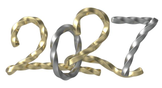 Happy New Year 2027 Number Gold With Silver 3D png