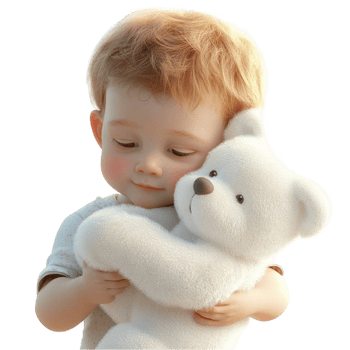 Sweet Baby Holding a Teddy Bear png
