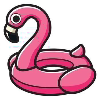 A high-quality illustration of a flamingo-shaped lifebuoy, featuring a fun and tropical design. vector