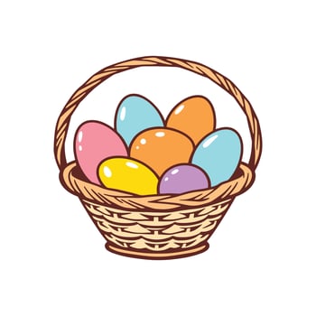 Colorful Easter Eggs in a Wicker Basket - Springtime Illustration for Greeting Cards vector