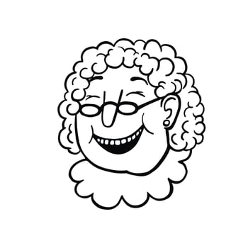 emotion laughs, having fun granny face line vector