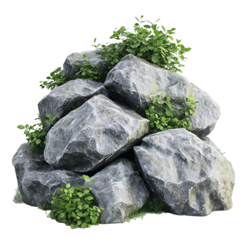 Nature Rocks with Green Plants png