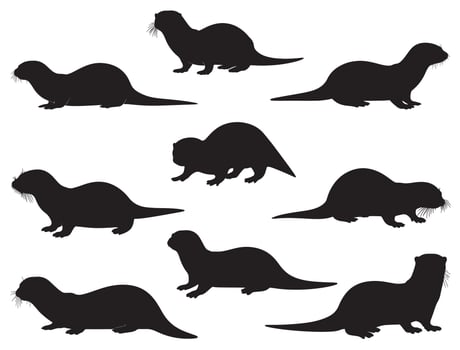 Otter silhouette white background vector