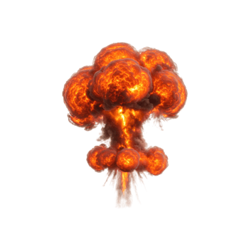 Massive explosion erupts in urban area aerial view digital art dramatic environment action scene png