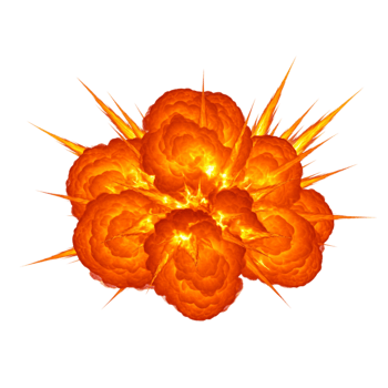 Explosive fireball event military base digital art urban landscape aerial view destruction concept png