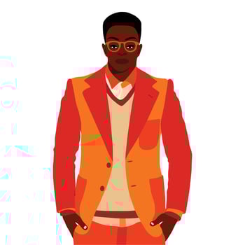 Afro black man in orange suit vector