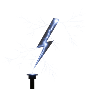Electric bolt striking power line urban setting action imagery dynamic environment close-up view energy concept png