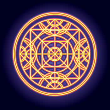 Sacred Geometry. Fiery Orange Mandala with Complex Interwoven Circles and Patterns vector