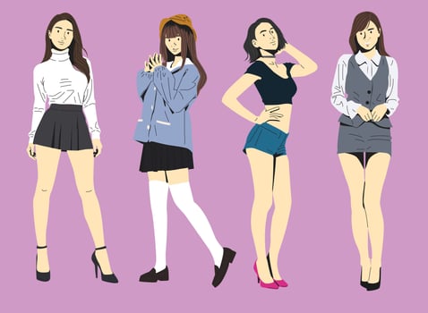random outfit style girl vector