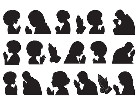 Praying silhouette white background vector