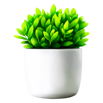 Lush Green Leaves in White Pot for Modern Interior Decoration png