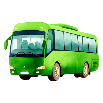 Bright Green Bus Illustration on a Transparent Background png