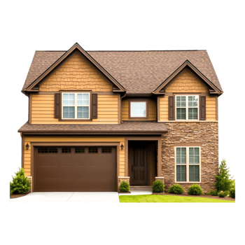 Beautiful Modern Home with Brick Accents and Lush Lawn Area png