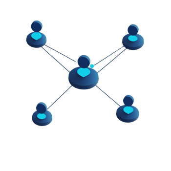 Networked Blue Icons Illustrate Centralized Connection png
