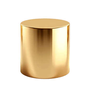 A Shiny Gold Cylinder Stands Alone On Black png