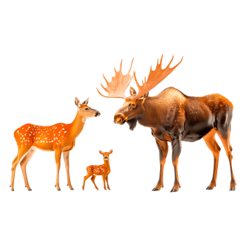 Group of Wild Animals in Natural Habitat Featuring Moose and Deer png