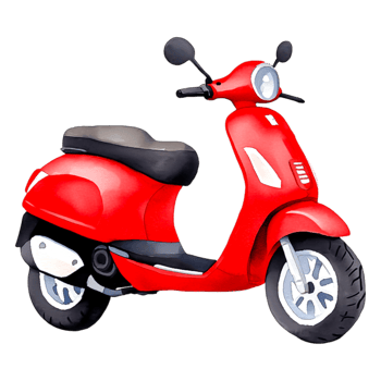 Vibrant Red Scooter Illustration on a png