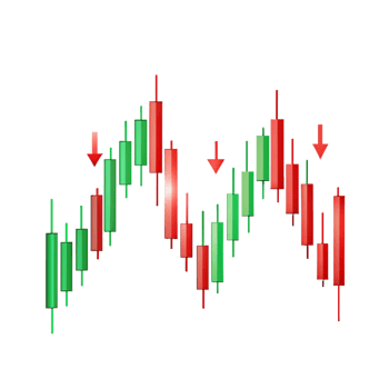 Trading Chart Candlestick Pattern Bullish and Bearish with arrows png