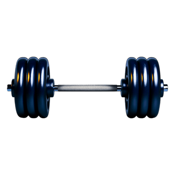 Black weightlifting dumbbell on a plain background for fitness use png