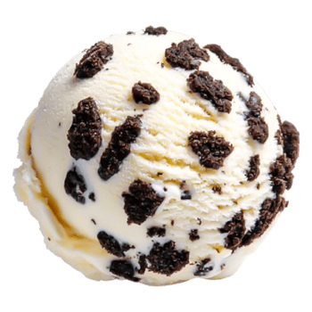 Creamy Ice Cream Scoop with Chocolate Cookie Crumble Topping png