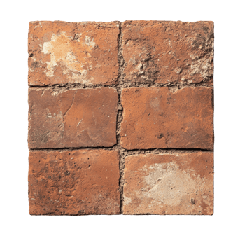 Aged terracotta tile sample shows four weathered squares png