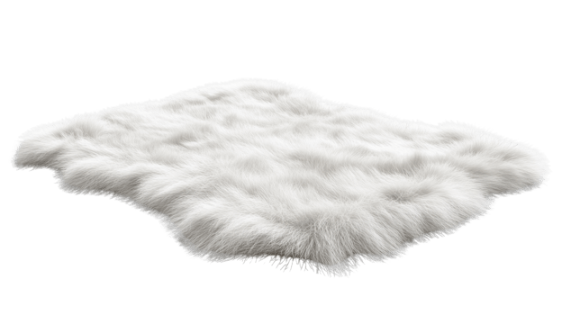A Fluffy White Fur Rug Isolated On Black Background png