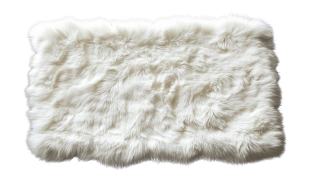 Soft White Fluffy Sheepskin Rug Texture. cut out png
