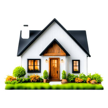 Charming Modern Cottage with Lush Garden and Welcoming Entrance png