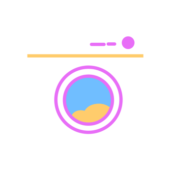 A washing machine icon with a pink and blue background png
