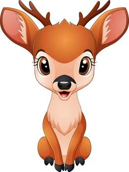 Illustration of cartoon cute baby deer vector