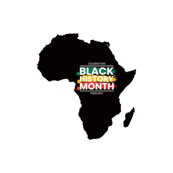 Black history month logo with africa map stock image. vector