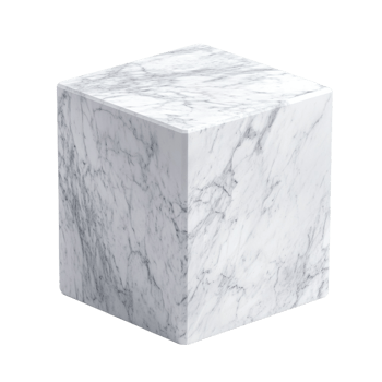 White Marble Cube Block Isolated on Black Background png