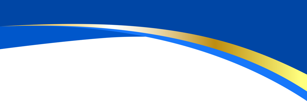 Border shape for banner design. Blue header section with golden line. Abstract bottom for web page. Wavy horizontal separator. Curved divider template. png