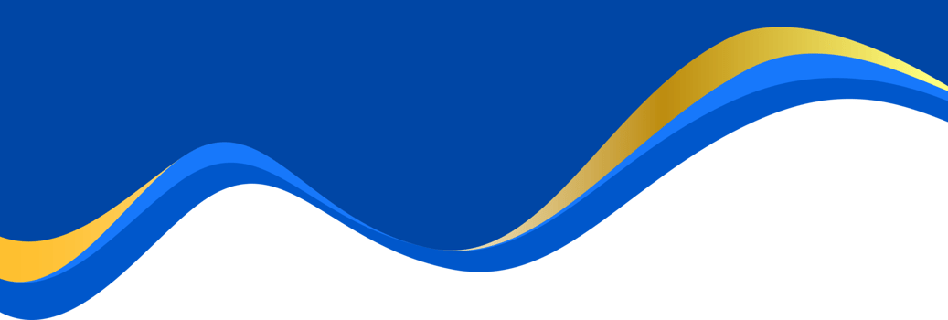 Border shape for banner design. Blue header section with golden line. Abstract bottom for web page Curved divider template. Wavy horizontal separator. png