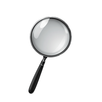 A Magnifying Glass with a Black Handle on Black Background png