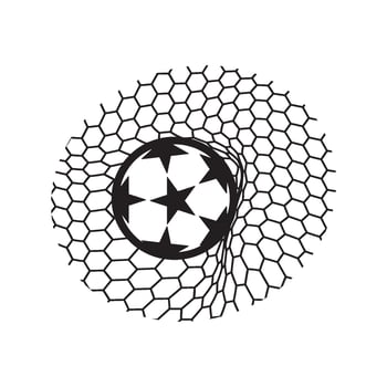 A soccer ball in a net with a star on it vector