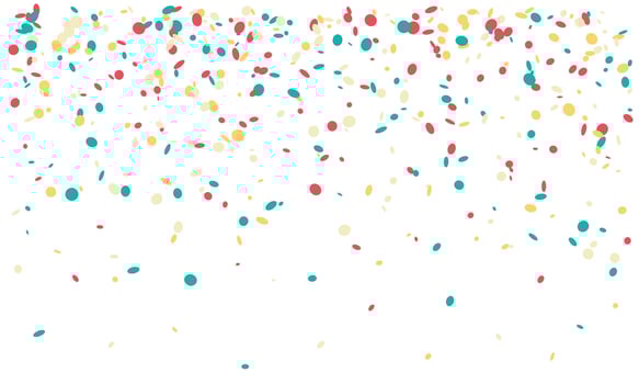 Vibrant confetti falling on white background. Perfect for celebratory designs, invitations, and festive backgrounds. Use for banners, social media, or website decoration. vector