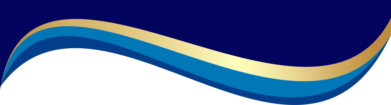 Border shape for banner design. Blue header section with golden line. Abstract bottom for web page. Curved divider template. Wavy horizontal separator. png