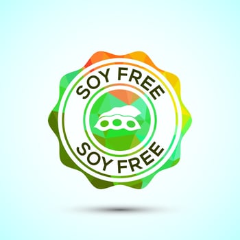 Soy or soya free icon. Soy allergen free product food sign, Low poly style vector