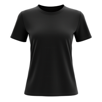 3d black women's t shirt mockup with short sleeves crew neck, perfect showcasing apparel design cutout isolated on a transparent background png
