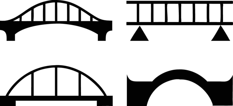 Scenic Set of Bridges Silhouette for Cityscape Designs vector